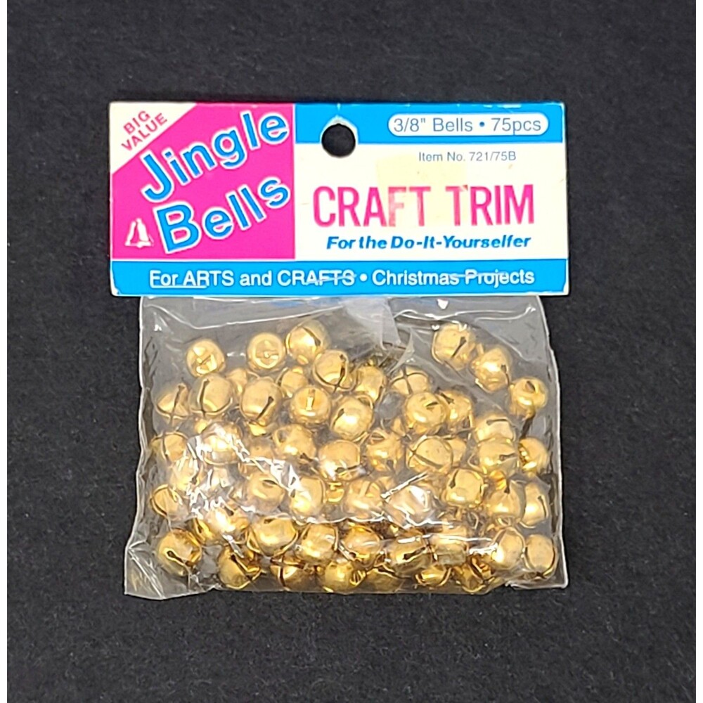 Vintage Made In USA Gold Tone Jingle Bells 75pc 3/8" Crafts Christmas DIY NEW